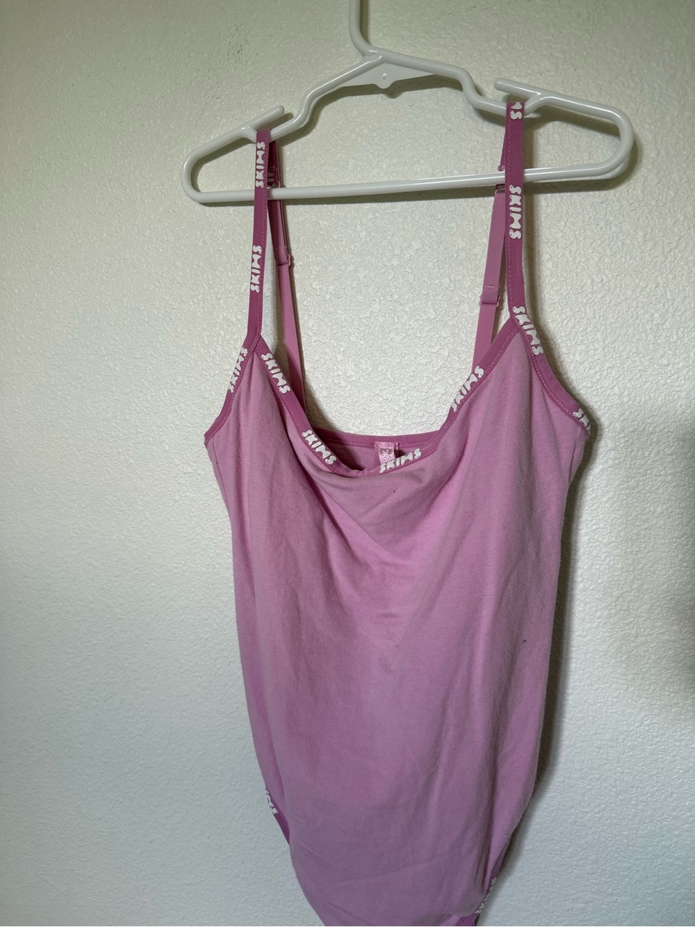 SKIMS Pink Cowl-Neck Tank with Logo Straps